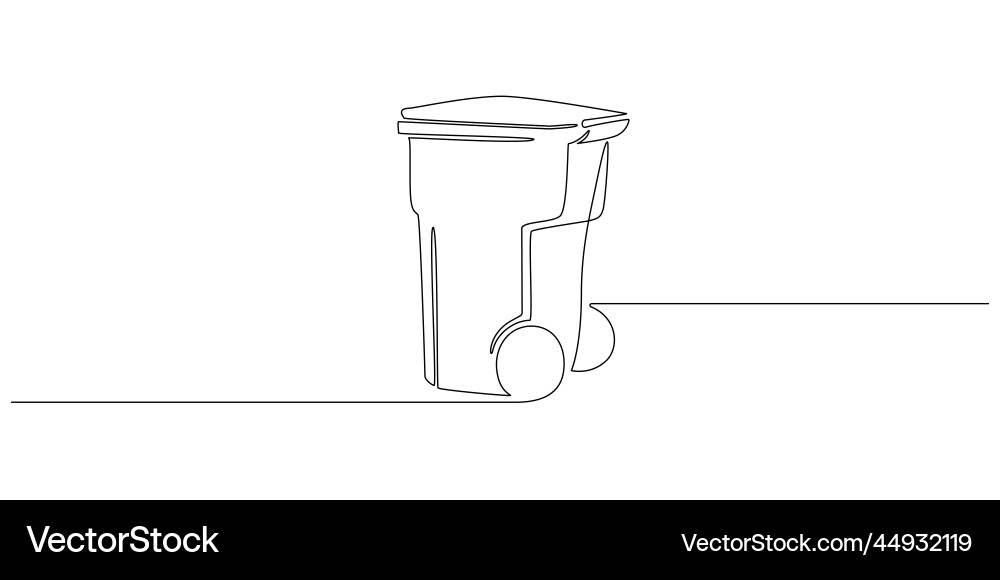 One continuous line drawing of garbage container One continuous line drawing of garbage container vector image