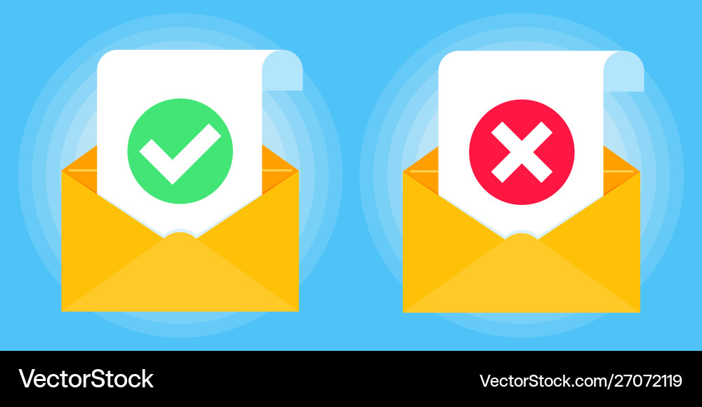 Open envelope with document paper sheet page check Vector Image