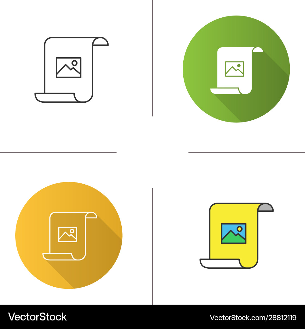 Paper scroll with image icon Paper scroll with image icon vector image
