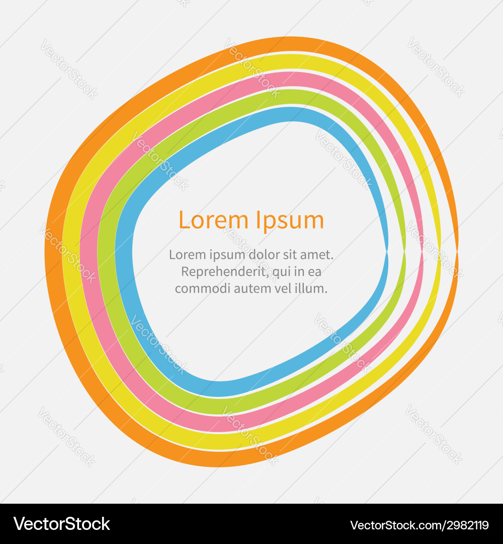 Rainbow abstract round curve frame template text vector image