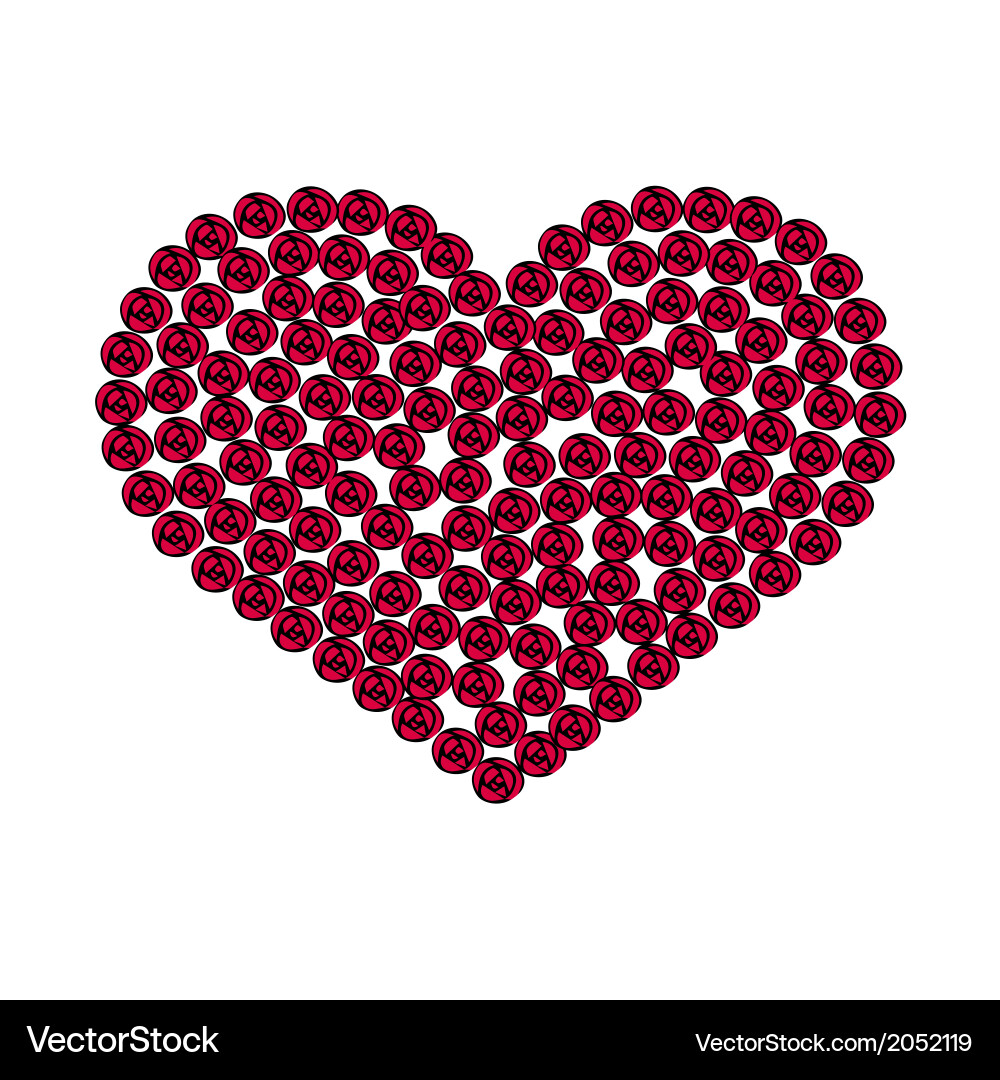 Red heart with roses Vector Image