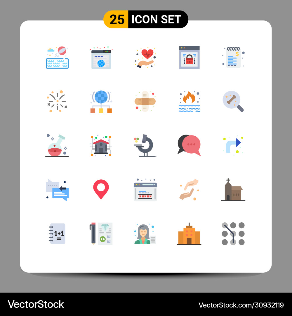 Set 25 flat colors on grid for list web vector image