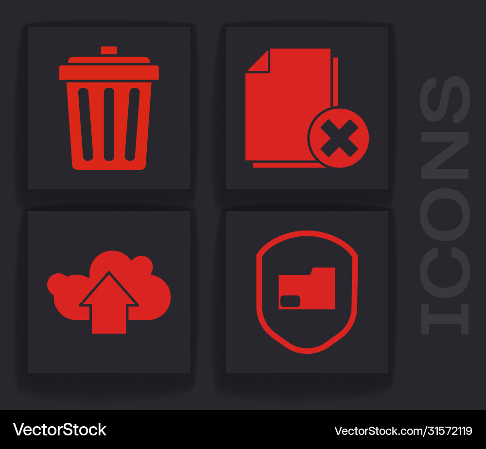 Set document folder protection trash can delete Set document folder protection trash can delete vector image
