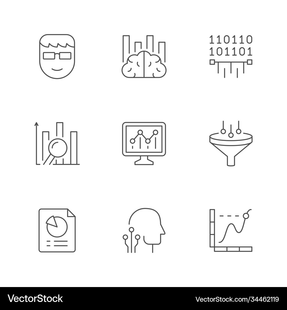 Set line icons data analytics Set line icons data analytics vector image