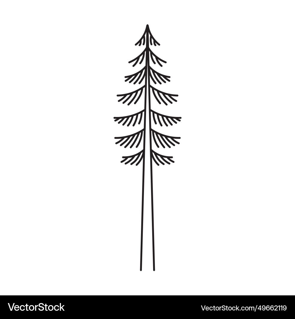 Set of different trees in monoline design 5 vector image