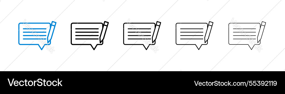 Write comment icons in five different stroke sizes Write comment icons in five different stroke sizes vector image