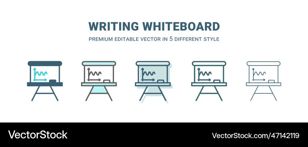 Writing whiteboard icon in 5 different style Writing whiteboard icon in 5 different style vector image