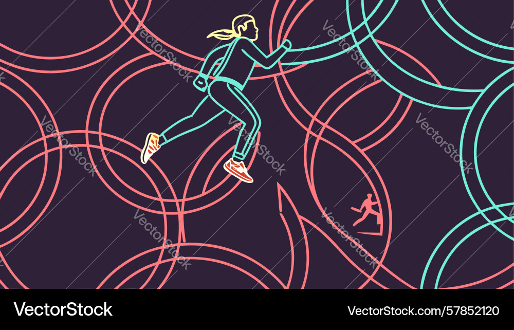 Abstract pattern of dynamic running figures Vector Image