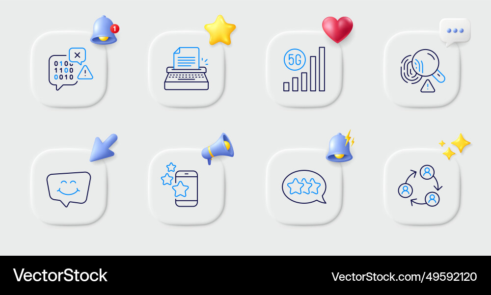 Binary code 5g wifi and best app line icons Binary code 5g wifi and best app line icons vector image