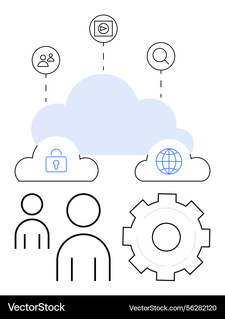 Cloud technology integration with user connections Cloud technology integration with user connections vector image