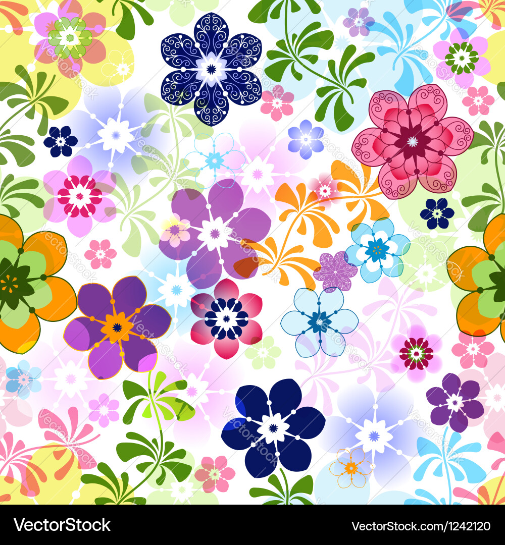 Colorful Floral Spring Pattern Vector Image