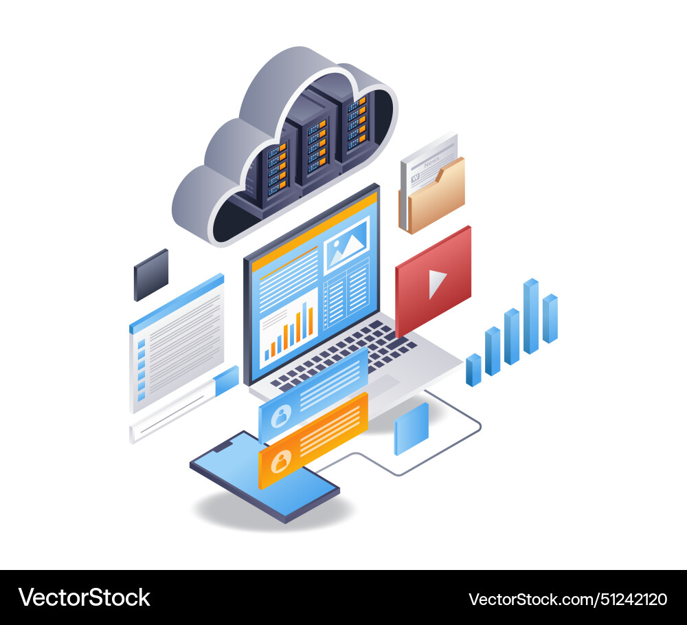 Computer data analyst business company Computer data analyst business company vector image