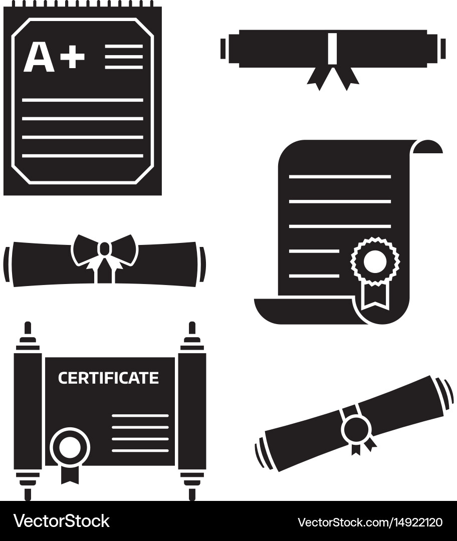 Diploma Scroll Icon Set vector image