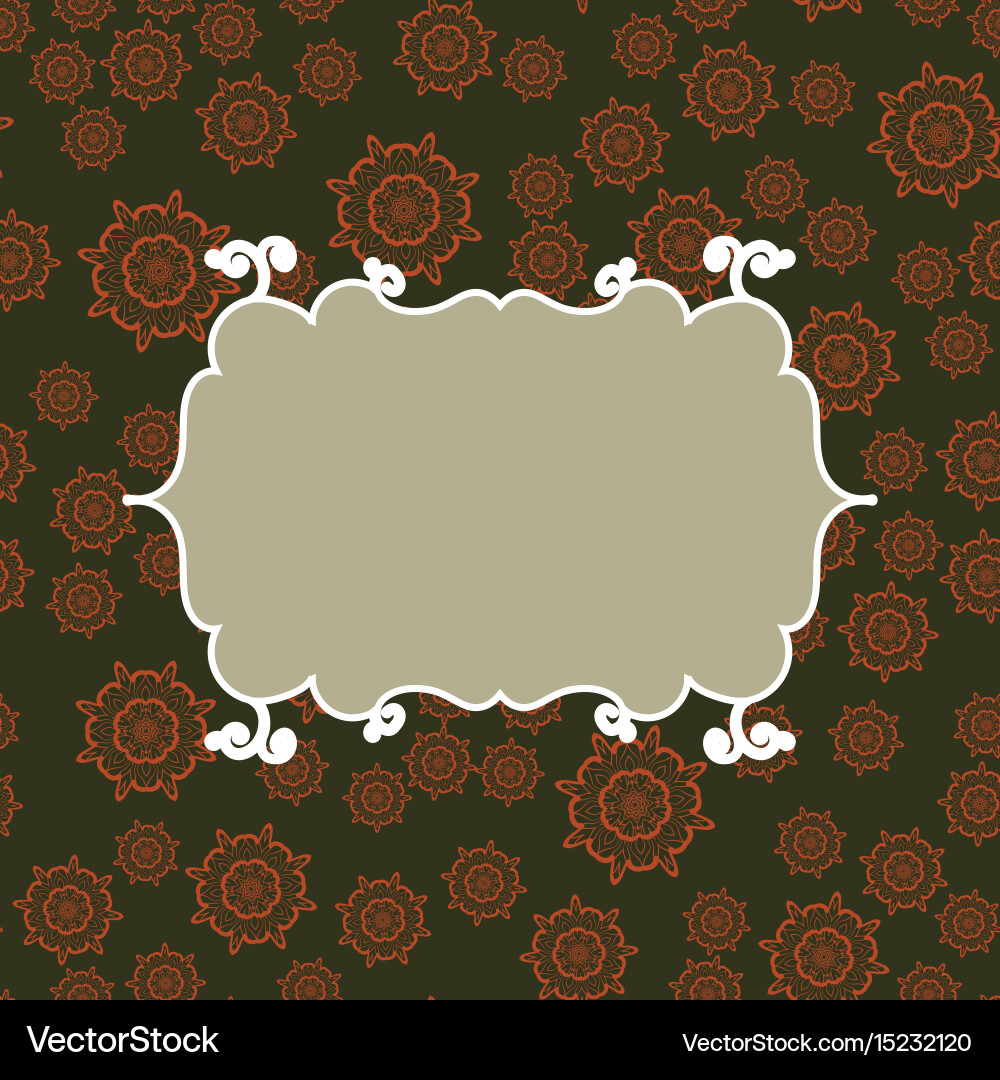 Frame on seamless pattern background vector image