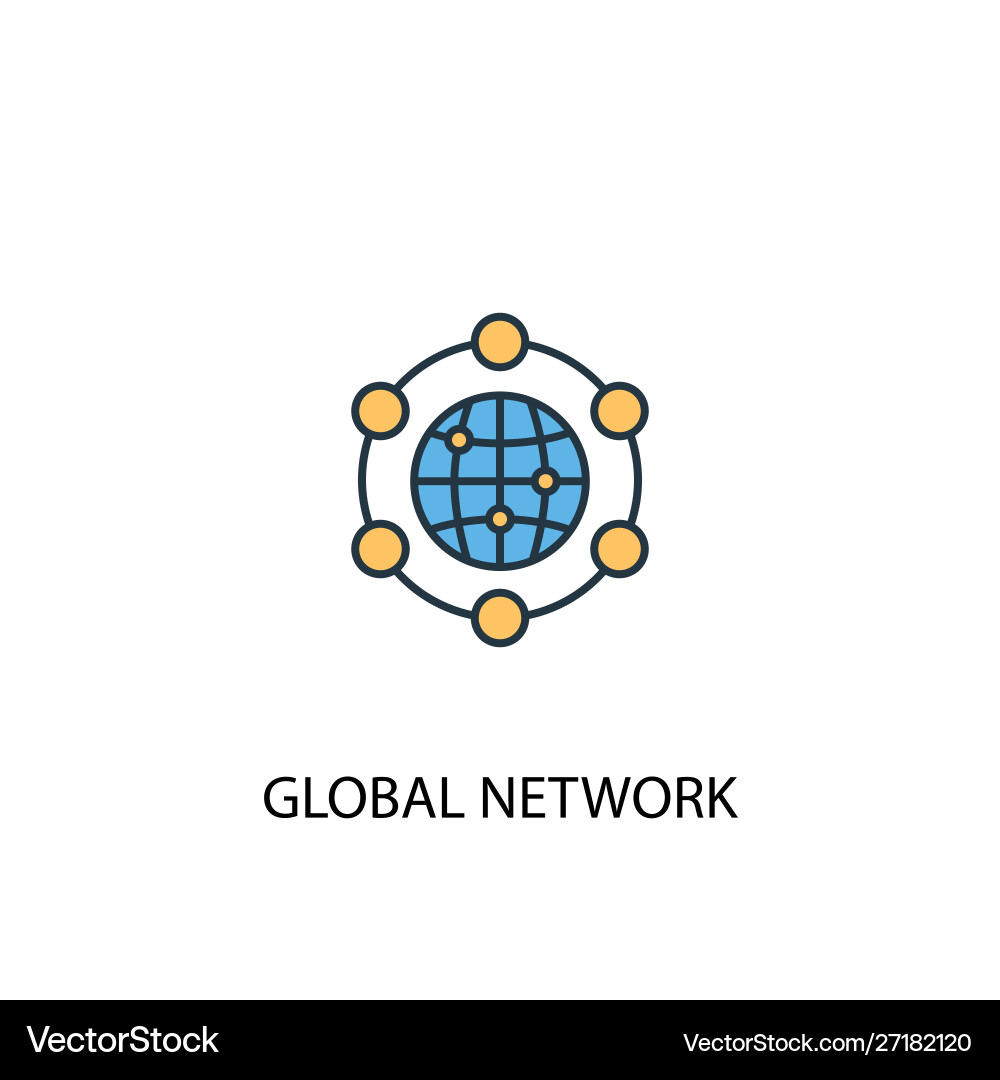 Global network concept 2 colored line icon simple vector image