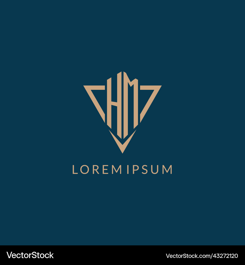 Hm logo initials triangle shape style creative Vector Image