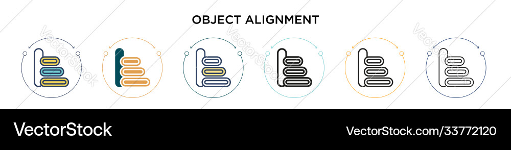 Object alignment icon in filled thin line outline Object alignment icon in filled thin line outline Vector Image