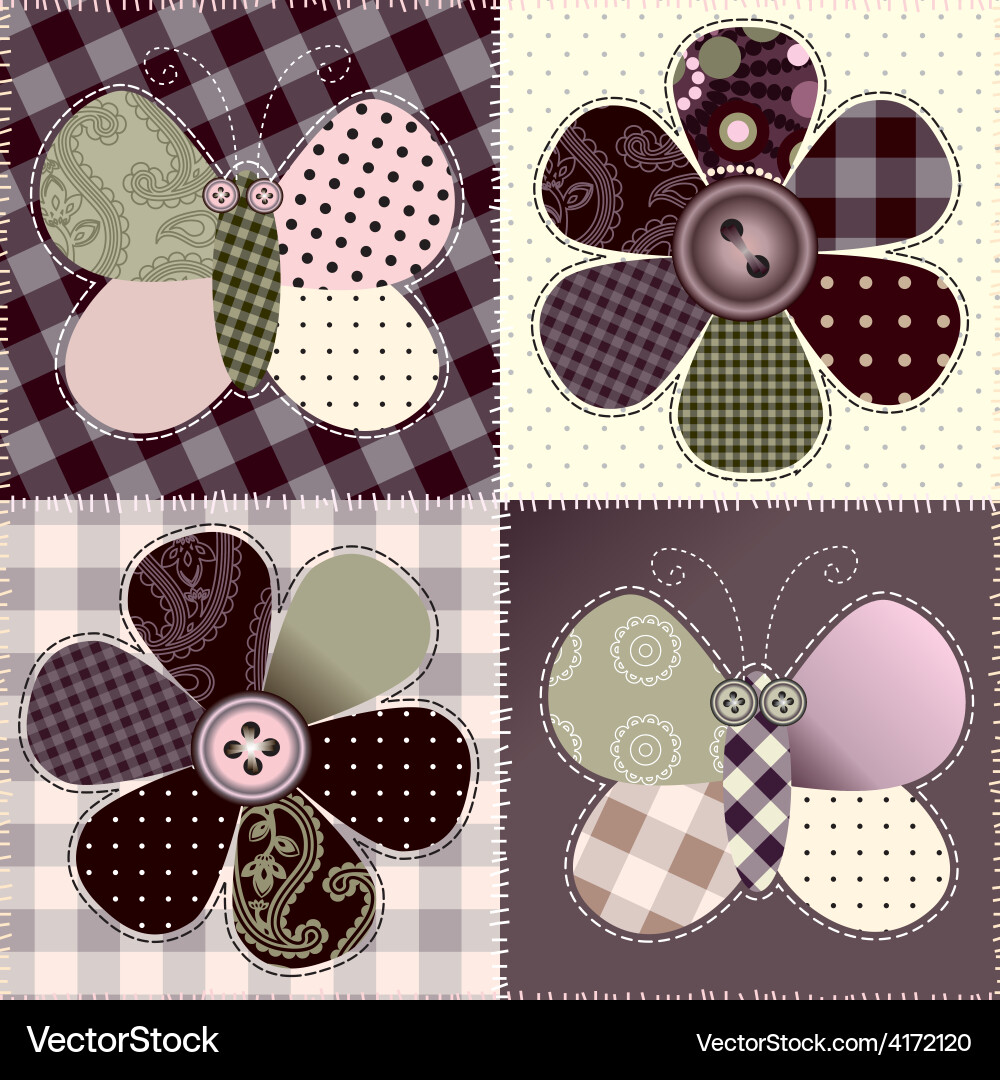 Patchwork Floral Pattern Vector Image