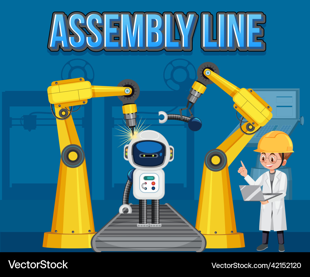 Production process concept with assembly line Production process concept with assembly line vector image