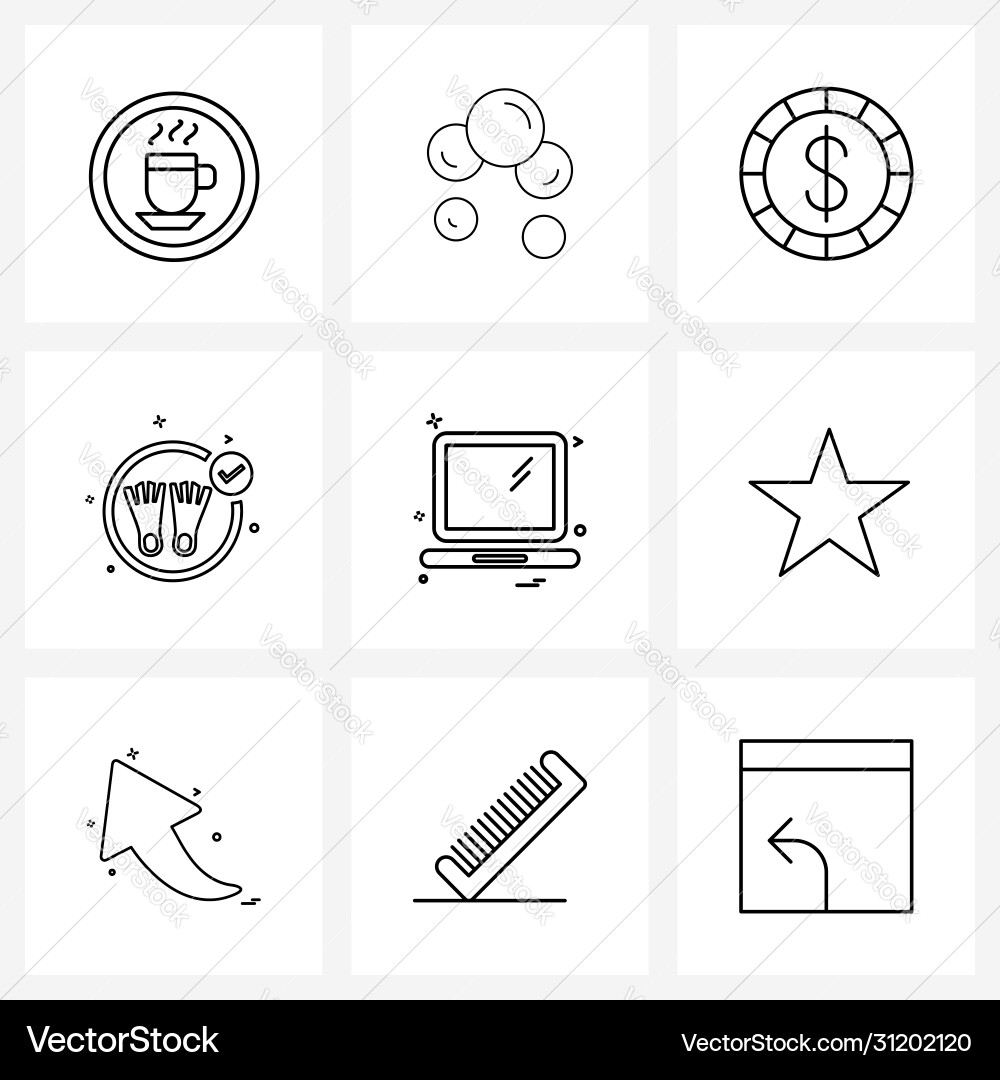 Set 9 modern line icons computer games coin vector image