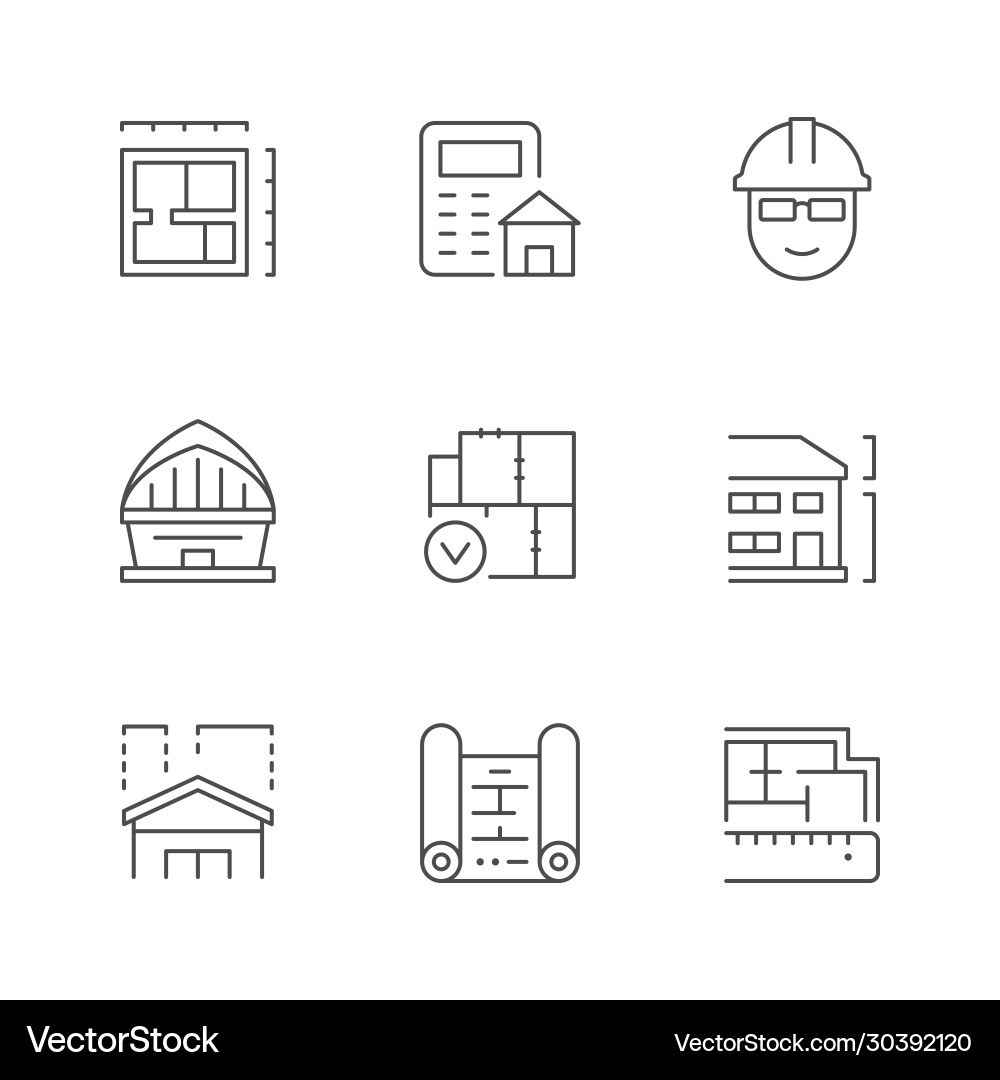 Set line icons architecture Set line icons architecture vector image