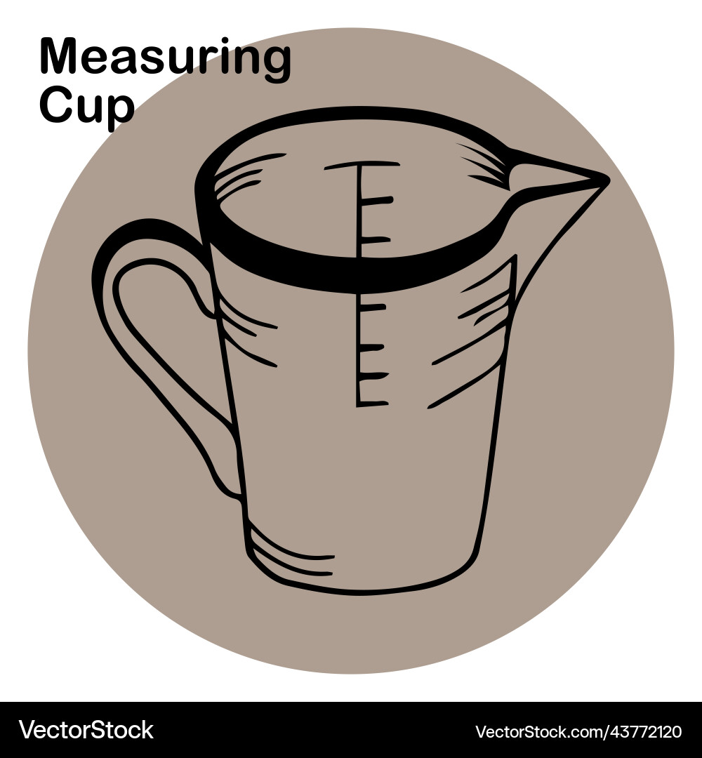Single element is measuring cup jug with scale Single element is measuring cup jug with scale Vector Image