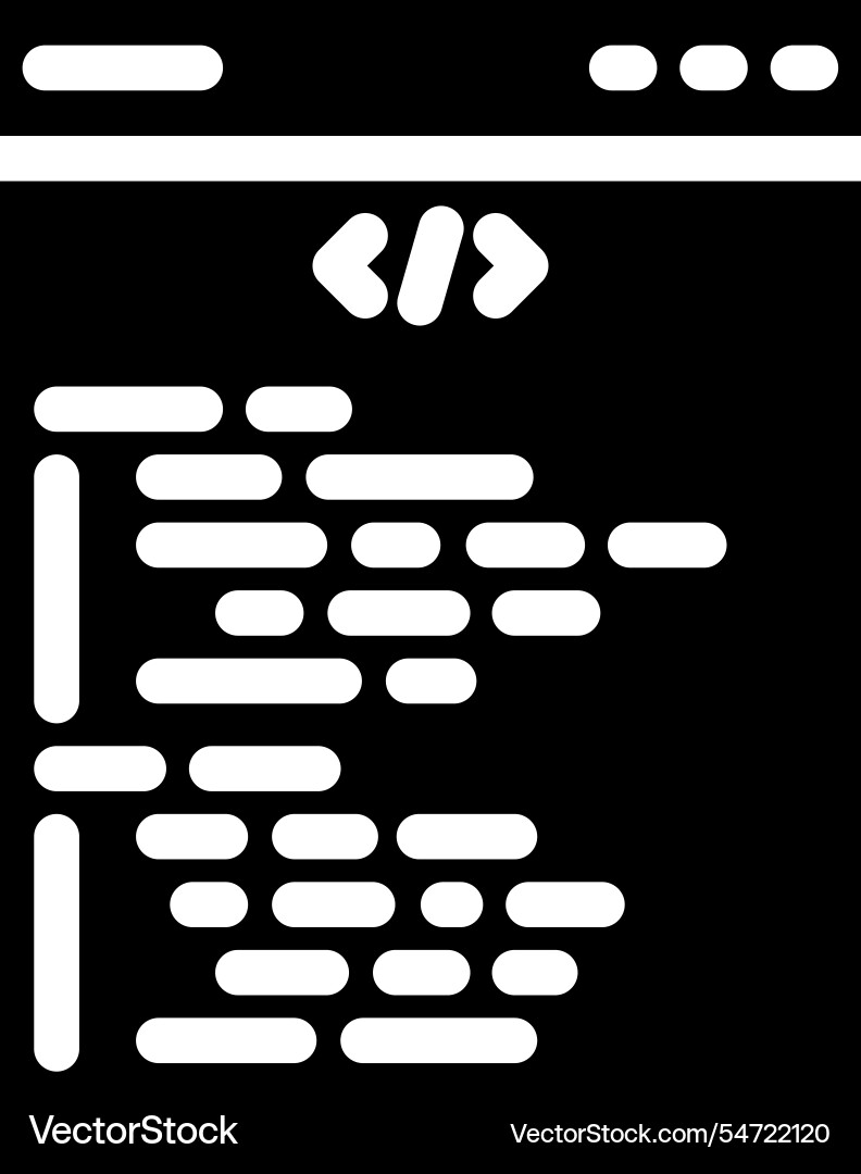 Software programming code glyph icon Software programming code glyph icon vector image