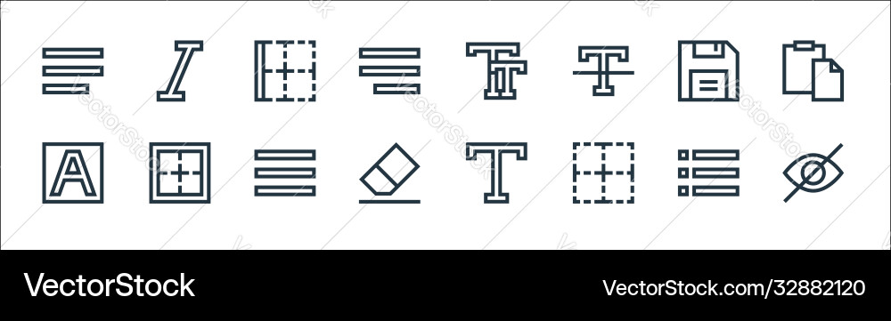 Text editor line icons linear set quality Text editor line icons linear set quality vector image