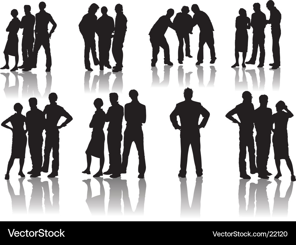 Three Figures in Profile Vector Image