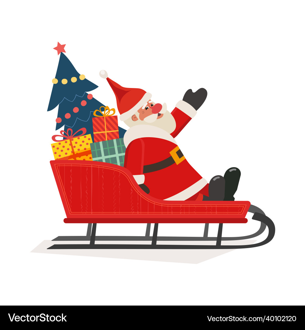Weihnachtsklausel in Weihnachten Schlitten niedliche Ikone Weihnachtsklausel in Weihnachten Schlitten niedliche Ikone vektorbild