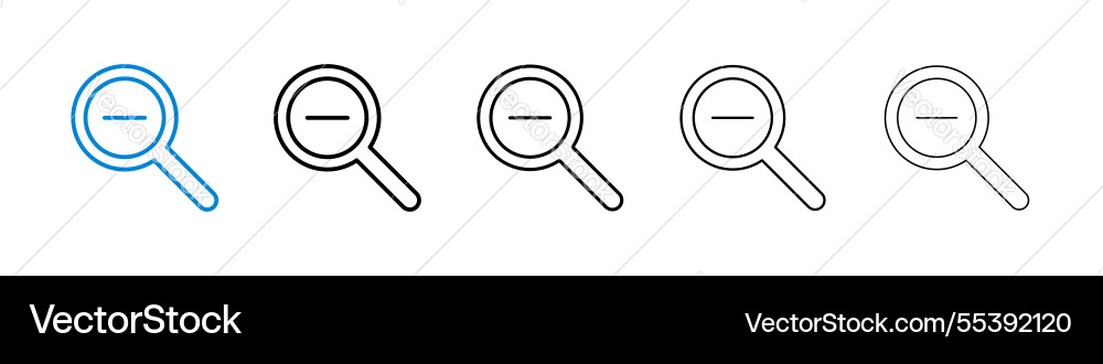 Zoom out icons in five different stroke sizes Vector Image