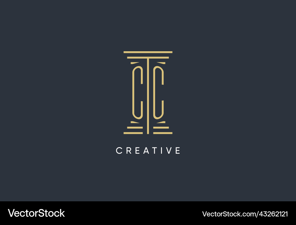 Cc initial monogram with pillar shape logo design Vector Image