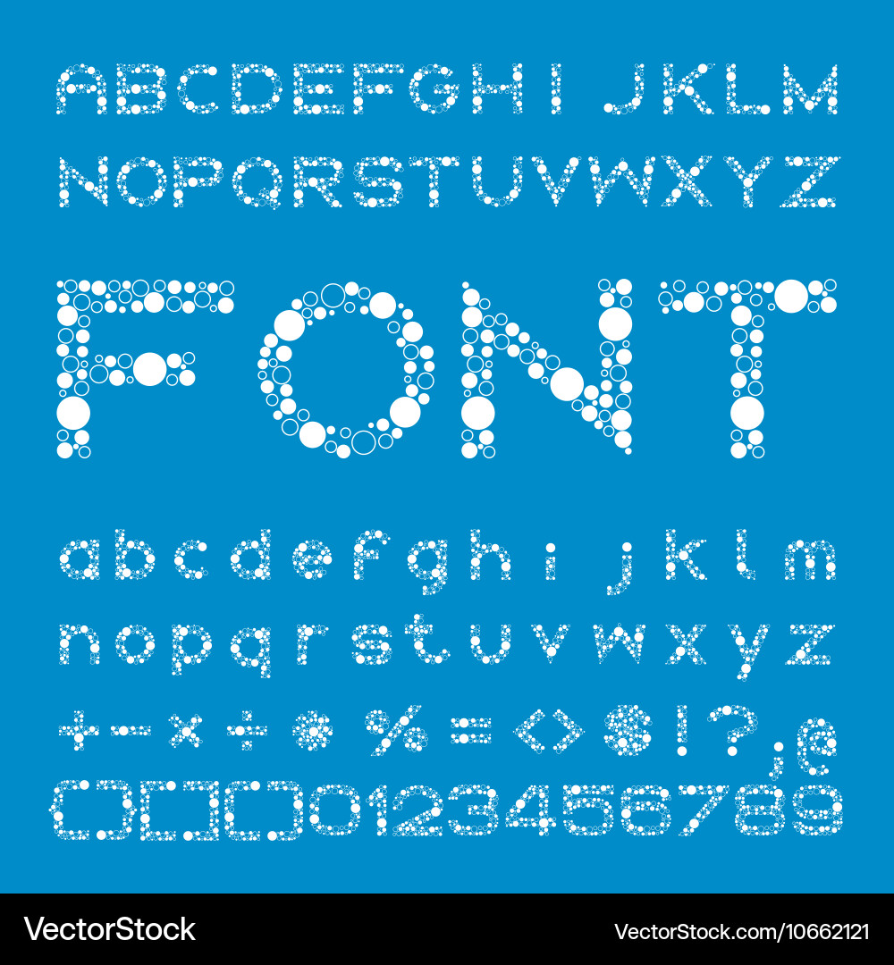 Circles font of different sizes alphabet Vector Image