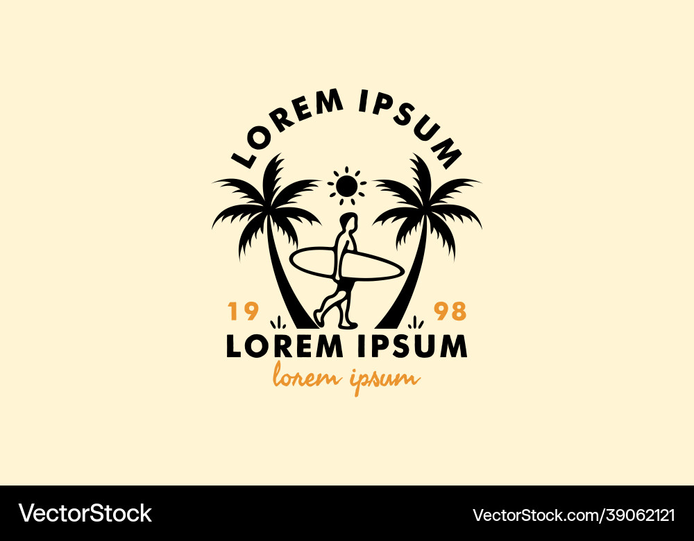 Go surfing line art with lorem ipsum text Vector Image