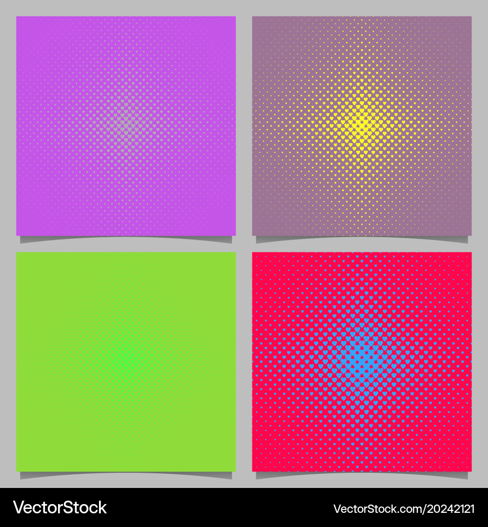 Halftone heart background pattern set vector image