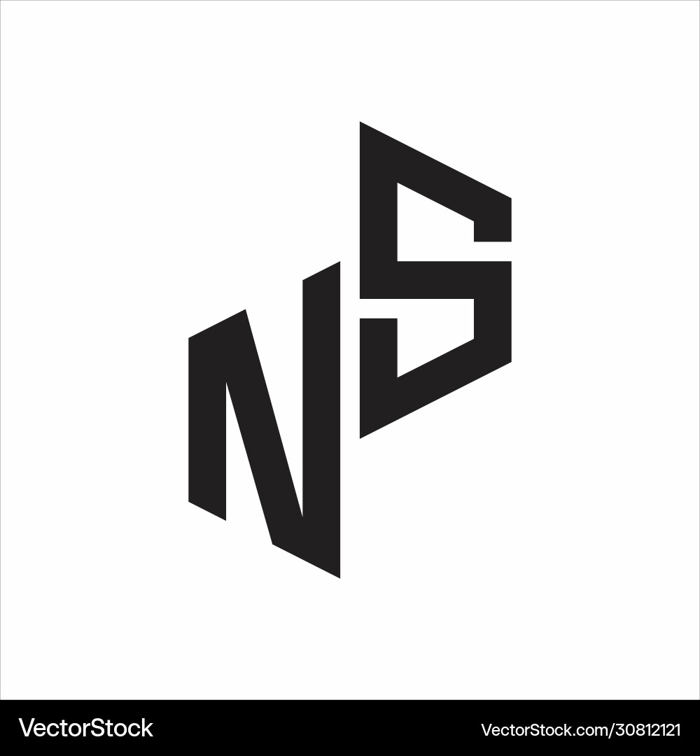 Ns initial letters logo monogram with up to down vector image