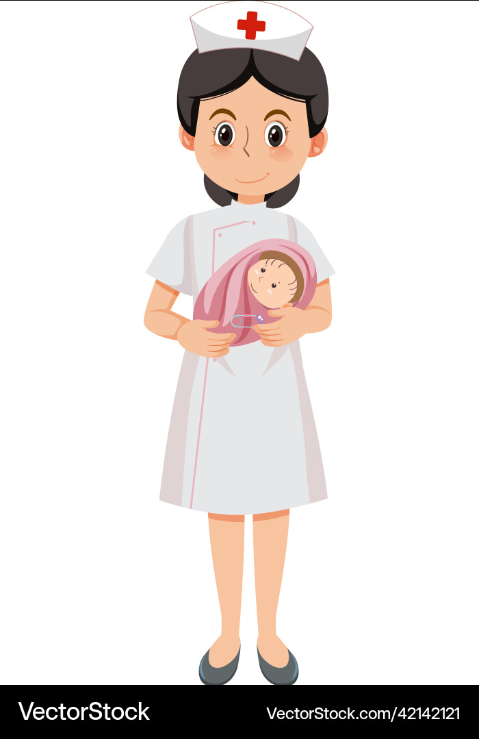 Nurse holding newborn baby Nurse holding newborn baby vector image