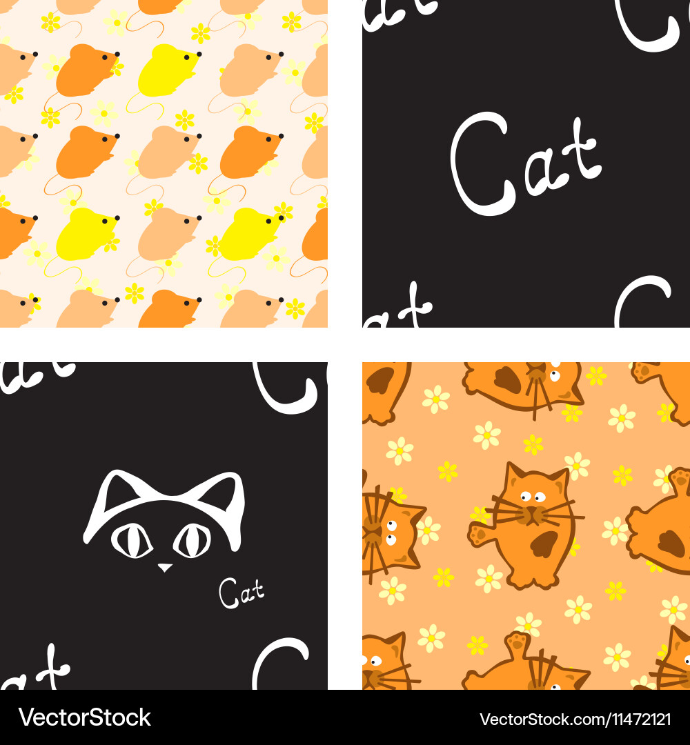 Pattern with cat and mouse Vector Image