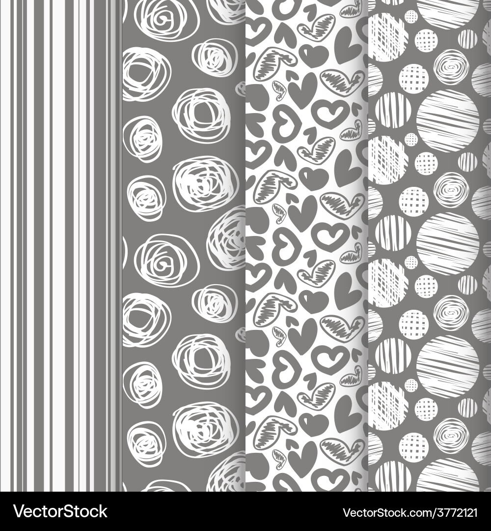 Set of seamless abstract pattern in retro style vector image