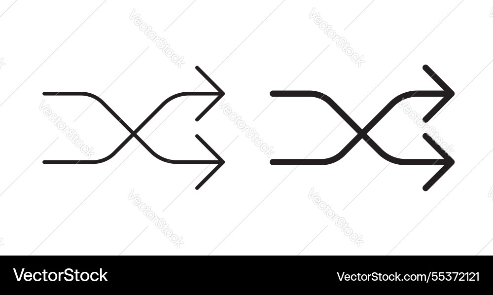 Shuffle icon set in thin line for web vector image