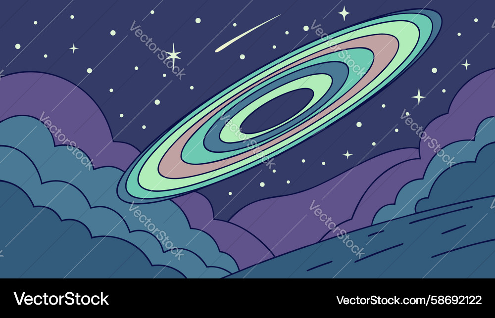 Abstract ringed celestial object with bright core Vector Image