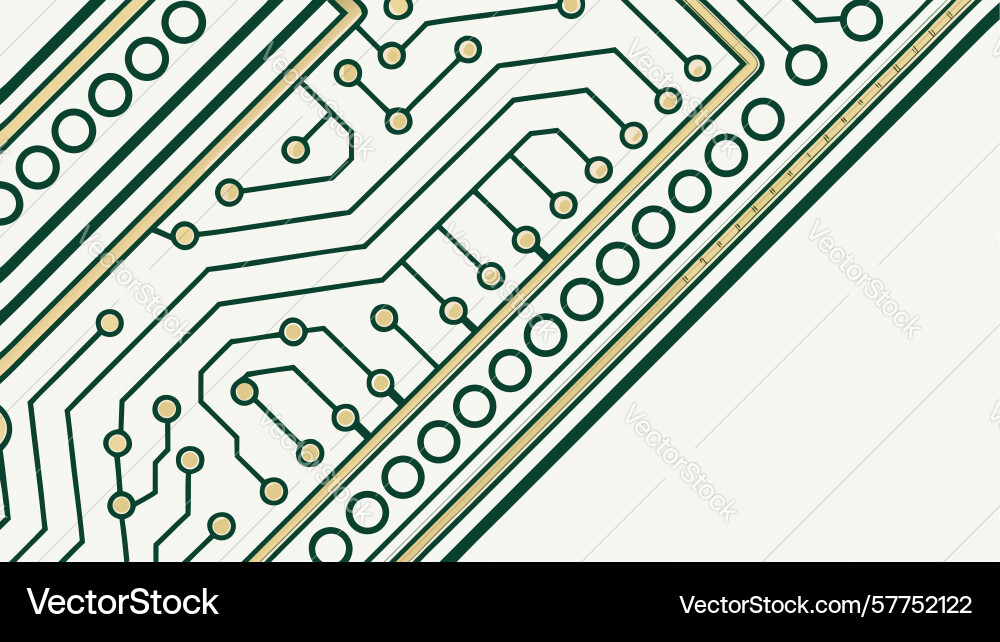 Circuit board pattern with green lines and vector image