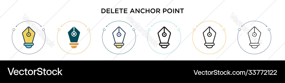 Delete anchor point icon in filled thin line vector image
