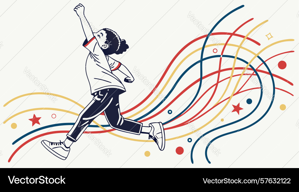 Dynamic runner with speed lines design generative vector image