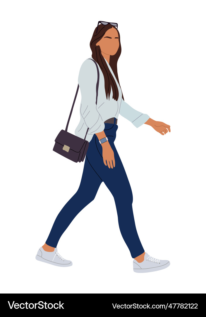 Girl walking side view isolated on white Girl walking side view isolated on white vector image