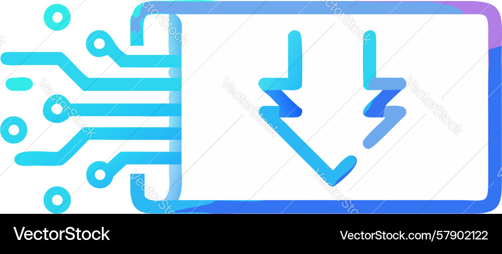 Glowing circuit download button design generative Vector Image