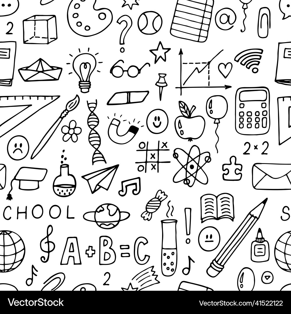 Hand drawn seamless pattern with school objects Hand drawn seamless pattern with school objects vector image