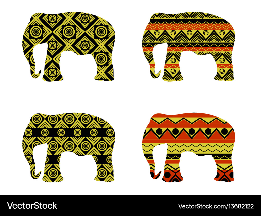 Indian elephant pattern black and yellow colors Indian elephant pattern black and yellow colors vector image