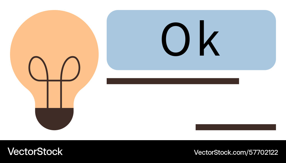 Lightbulb and ok text concept representing ideas Vector Image