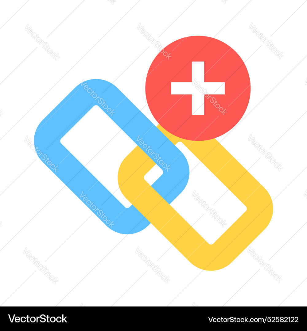 Link with plus sign concept flat of backlink add Vector Image